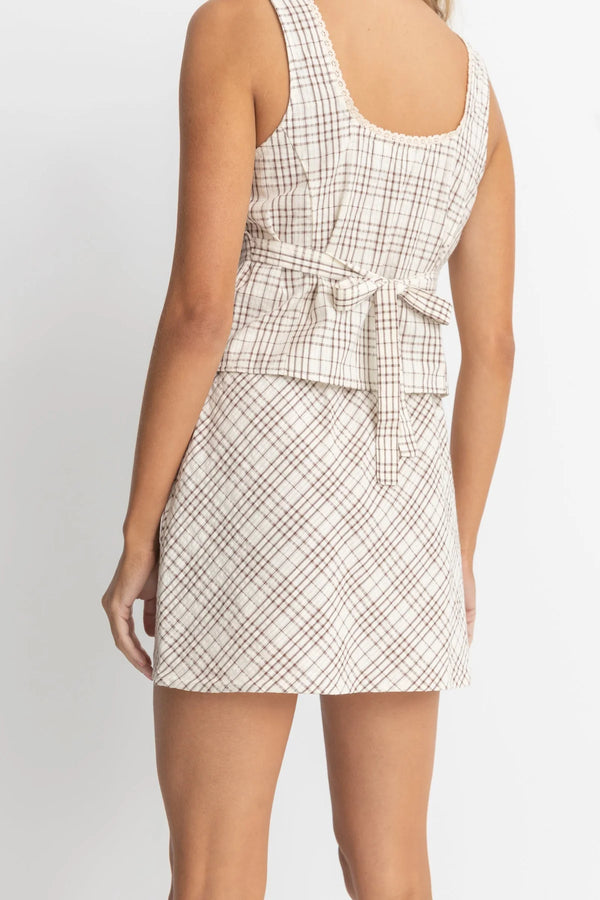 Rhythm Rumi Check Bias Cut Mini Skirt