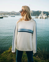 Rusty White Lines LS Crew Neck Knit