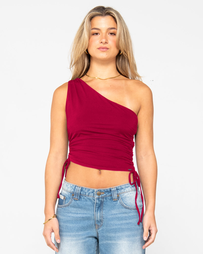 Rusty Lani One Shoulder Rouched Top