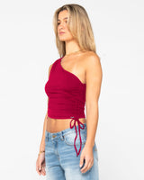 Rusty Lani One Shoulder Rouched Top