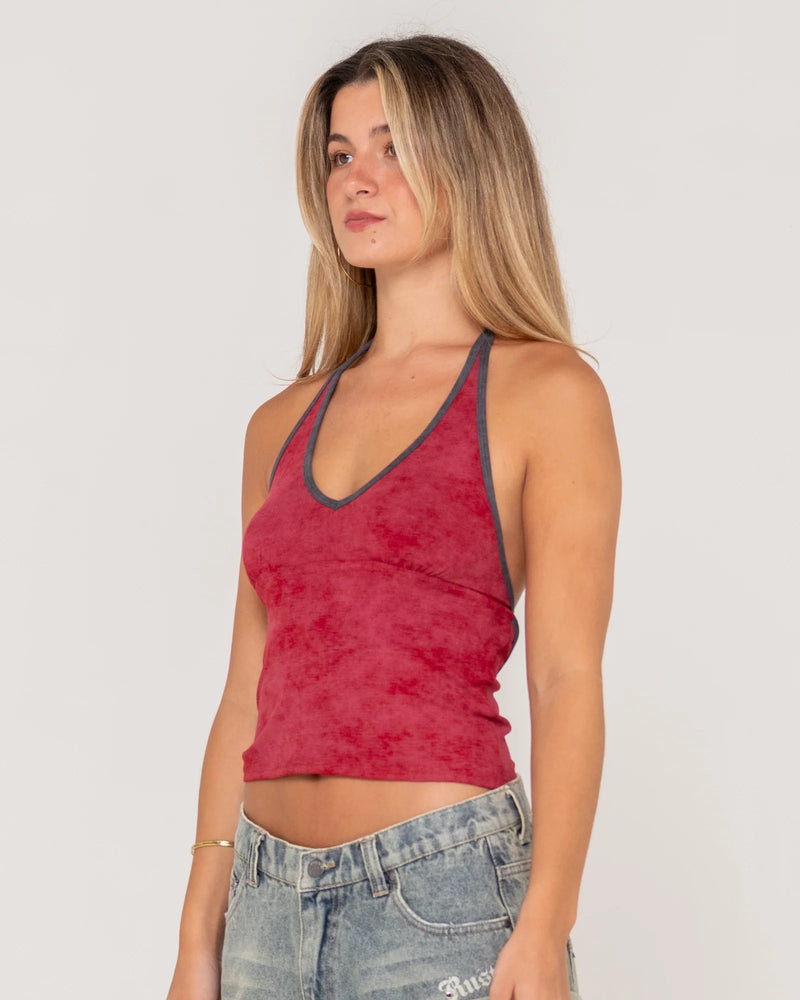 Rusty Bri Bri Contrast Halter Neck Top