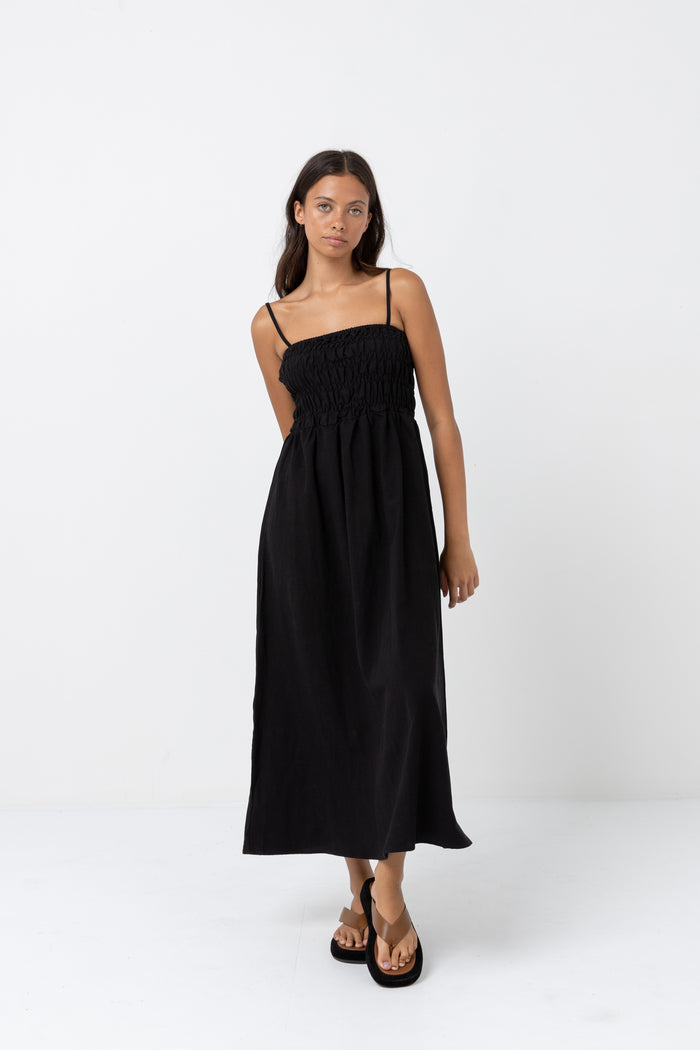 Rhythm Classic Shirred Midi Dress