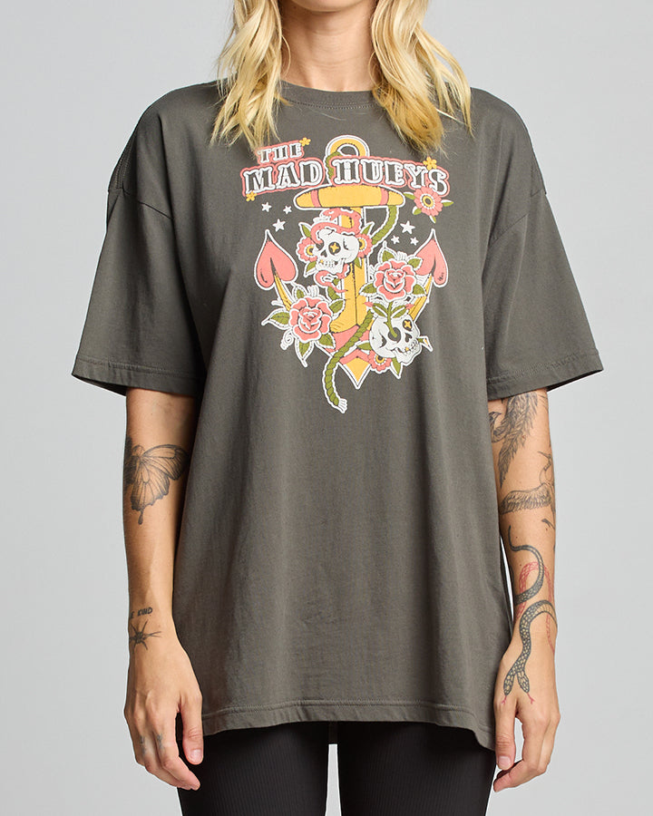 The Mad Hueys Skull Tattoo Womens Oversize SS Tee