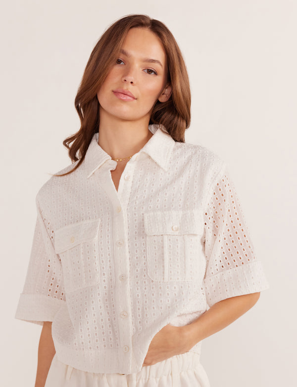 Minkpink Frida Broderie Crop Shirt