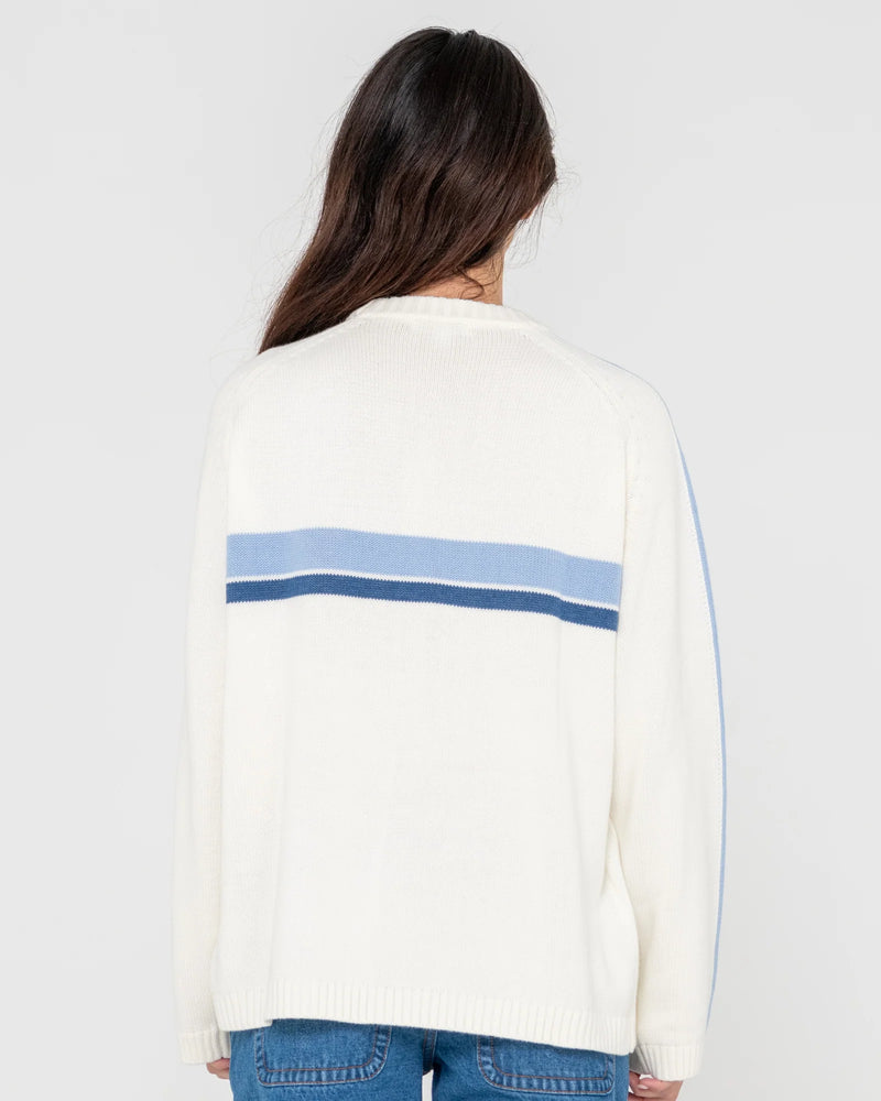 Rusty White Lines LS Crew Neck Knit