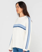 Rusty White Lines LS Crew Neck Knit