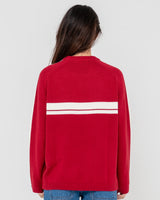 Rusty White Lines LS Crew Neck Knit