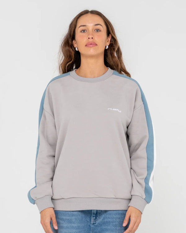 Rusty Racing Stripes 2.0 Oversized Fleece Crew