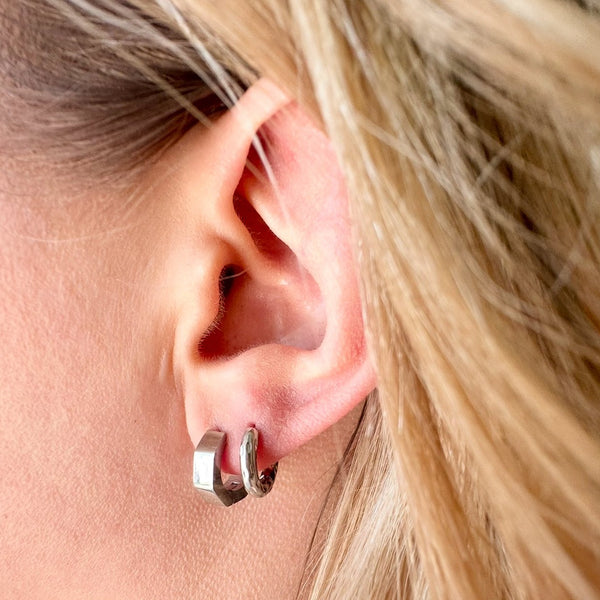 Ever Wave Silver Huggie Earrings