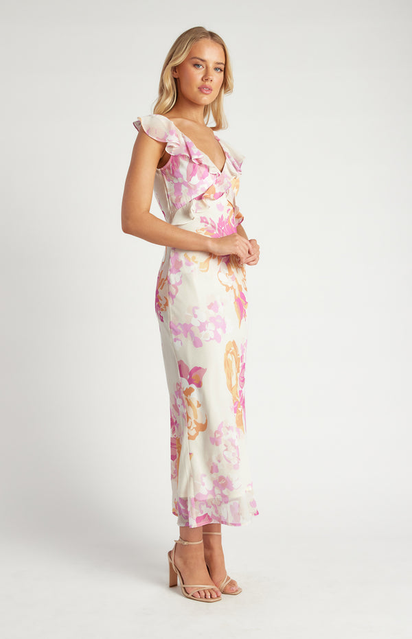 Style State Floral Chiffon Midi Dress