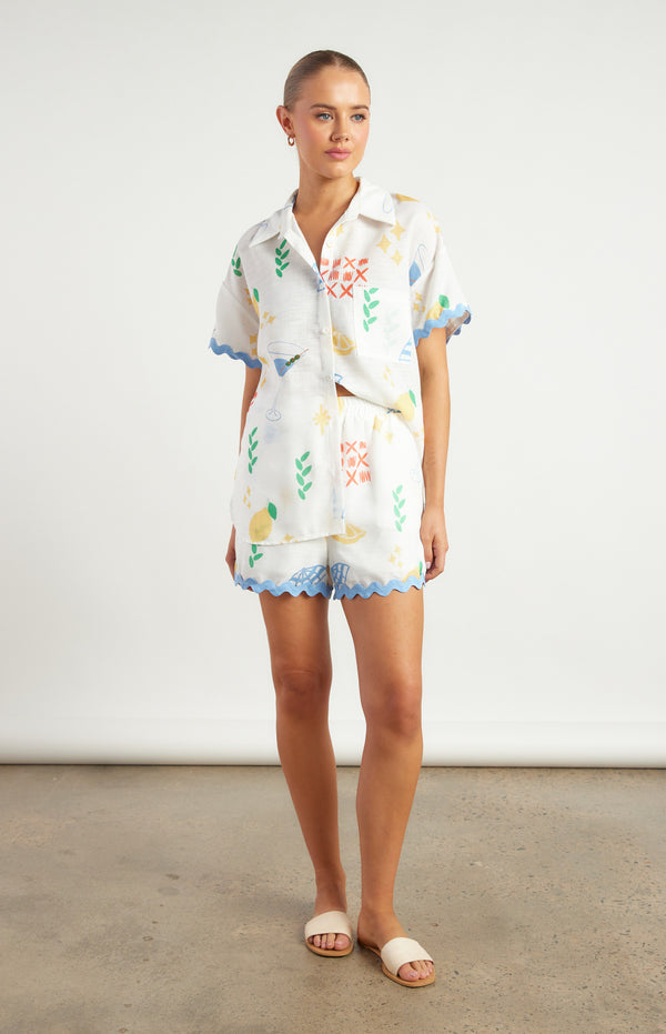 Winnie & Co Wave Trim Icon Print Shirt