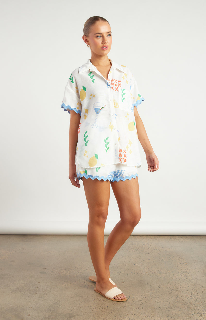 Winnie & Co Wave Trim Icon Print Shirt