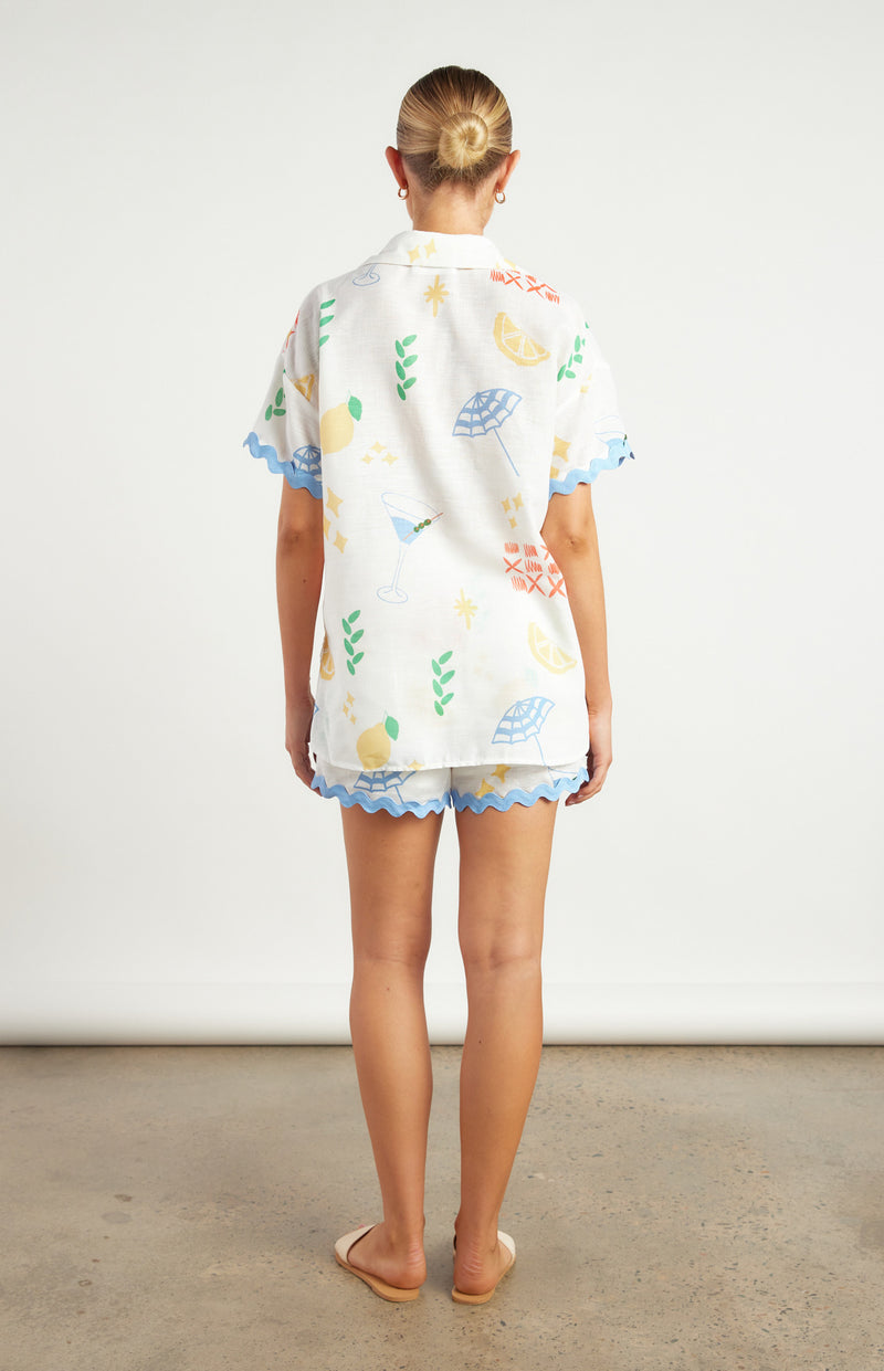 Winnie & Co Wave Trim Icon Print Shirt